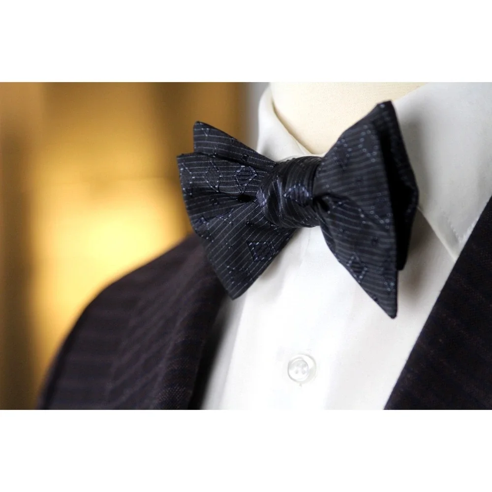 Men's Self-tied Bow‎ Tie 100%Silk Navy Ornament S731BC